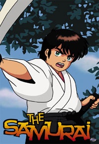 Takeshi z mieczem i dwie wojownicze bliźniaczki na komediowej okładce The Samurai