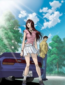 Mako przy samochodzie na okladce Initial D Extra Stage 2