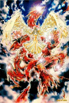 Okładka Flame of Recca Final Burning z Reccą, wojownikami i wirującymi płomieniami