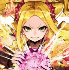 Okładka Lostorage conflated WIXOSS missing link z jasnowłosą Selectorką i różowym blaskiem karty