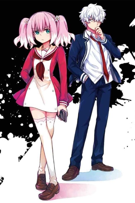 Nana Hiiragi i Kyouya Onodera na białym tle – okładka Munou na Nana Mini Anime: Yaminabe Party