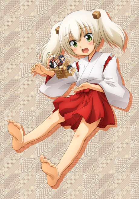 Okładka Hakone-chan z białowłosą opiekunką gorących źródeł w biało-czerwonym stroju na beżowym tle