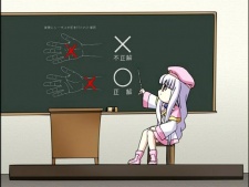Azmaria przy tablicy w odcinku specjalnym Chrno Crusade: Azmaria's Lessons
