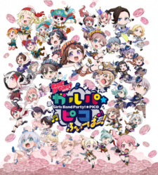 Kolorowa okładka BanG Dream! Girls Band Party! PICO FEVER z chibi wersjami członkiń kilku zespołów