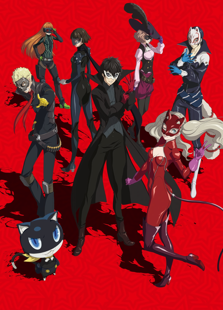 Upiorni Złodzieje z Persona 5 na czerwonym tle
