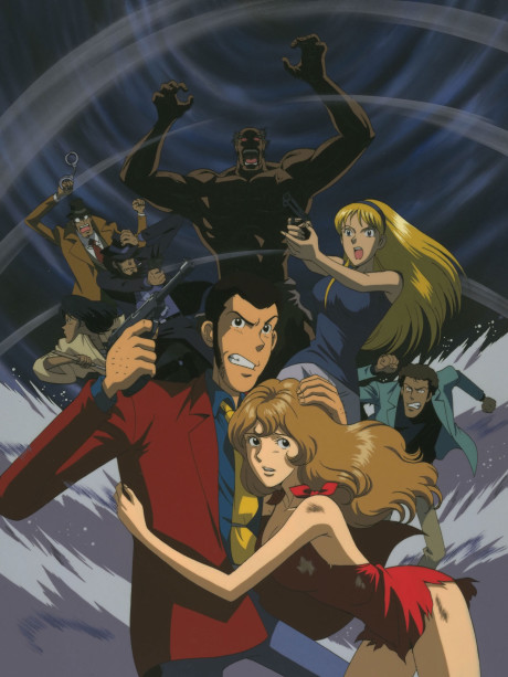Lupin z Fujiko pośród ścigających ich przeciwników — okładka The Columbus Files