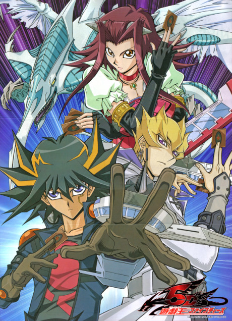 Yusei, Jack i Akiza ze Stardust Dragonem na okładce specjalnego odcinka Yu-Gi-Oh! 5D's