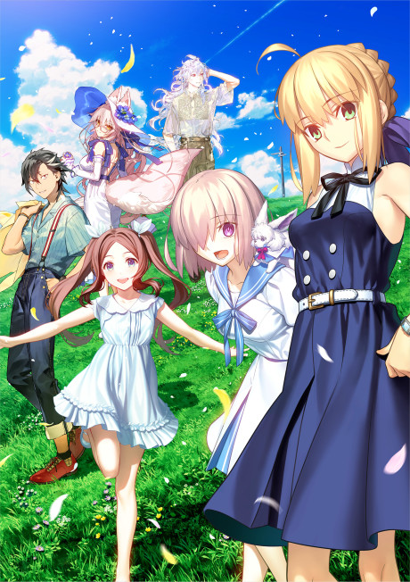 Mash, Artoria i pozostali bohaterowie Fate Grand Order na słonecznej łące