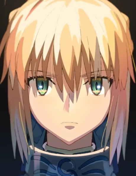 Zbliżenie na blondwłosą bohaterkę w zbroi z filmu Fate Grand Order Memorial Movie 2023