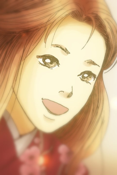Portret kobiety o długich rudych włosach na okładce anime Hyakki Yakou Shou