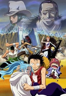 Luffy niesie Vivi na okładce ONE PIECE: Episode of Alabasta