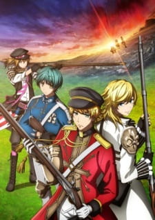 Czterej szlachetni muszkieterowie w historycznych mundurach z karabinami na okładce The Thousand Musketeers OVA