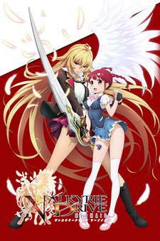 Mirei Shikishima z mieczem i Mamori Tokonome na czerwonym tle — Valkyrie Drive: Mermaid Specials
